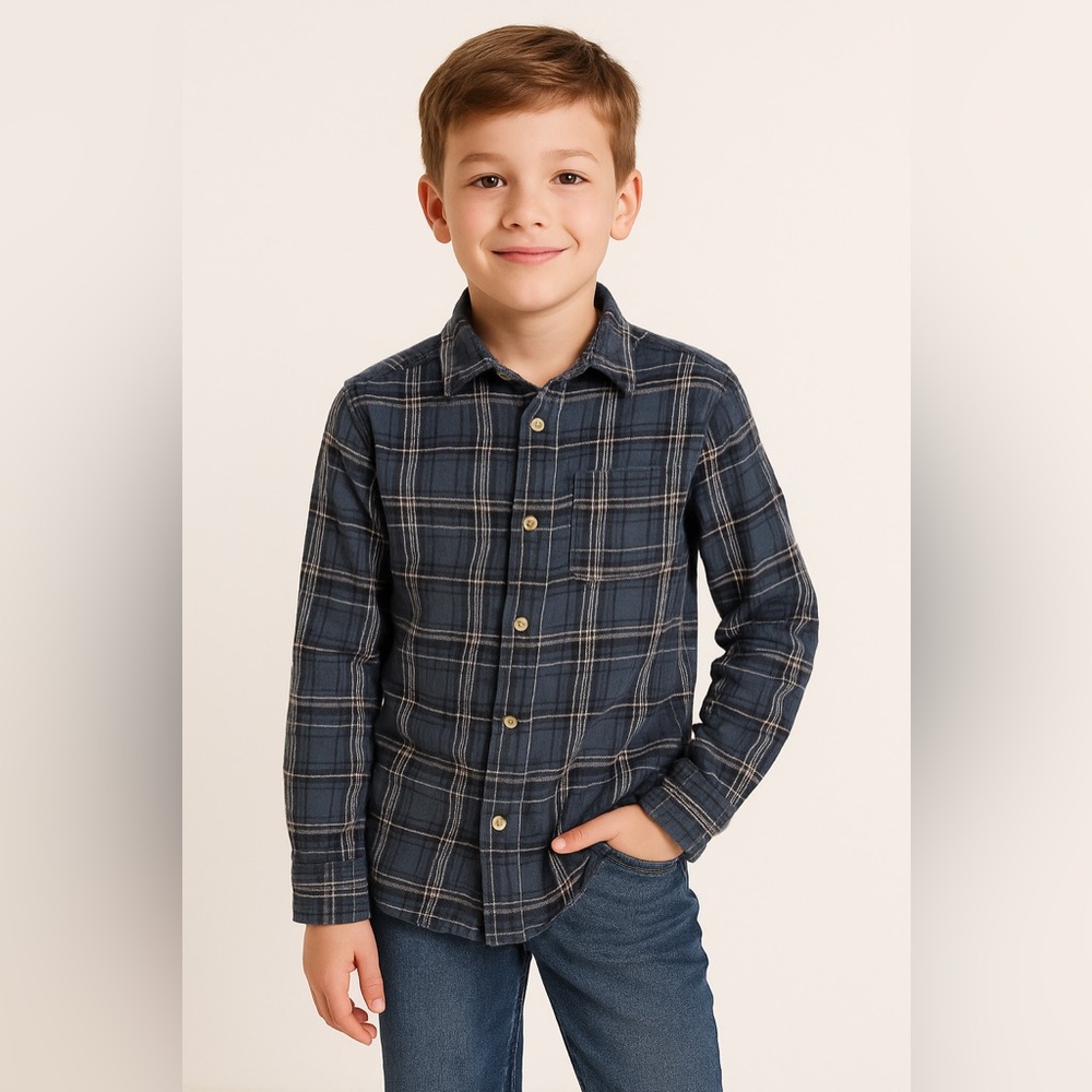 Dip Long sleeve Plaid Cotton Button Down Shirt Teal Size Medium